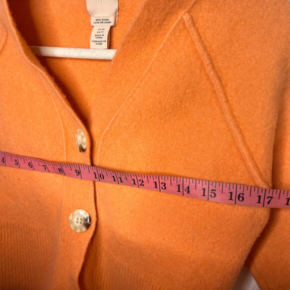 H&M wool blend coral orange vneck cardigan sweater XS - Picture 9 of 9